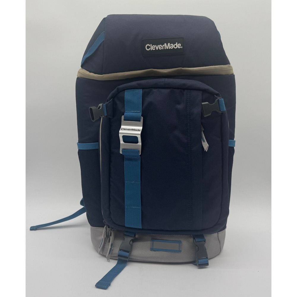 CleverMade Backpack Cooler Insulated Leakproof Navy Blue Grey Outdoor Picnic Bag